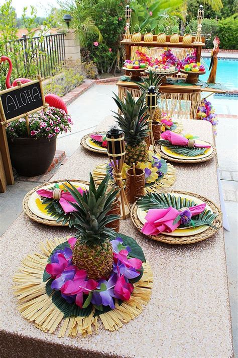 hawaiian theme party decorations|classy hawaiian party table decorations.